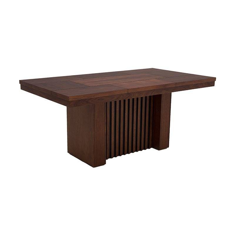 Juego de comedor Bourbon de madera de pino en tono café, con mesa de 181 cm de largo y 7 piezas.