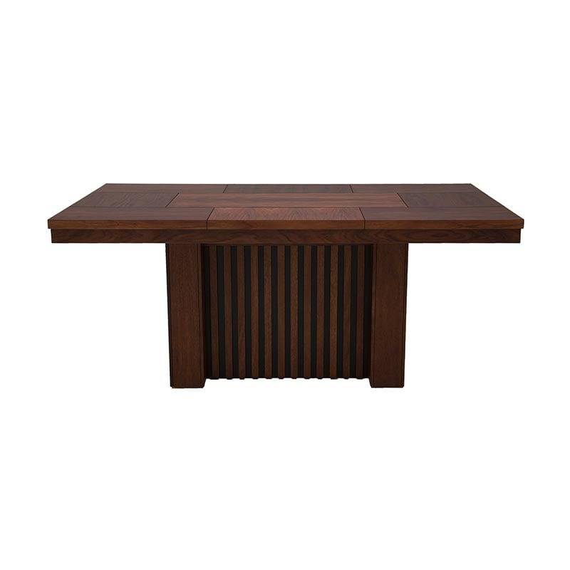 Mesa de comedor Bourbon de Deurope con acabado en madera de pino, 181 cm de largo, 78 cm de alto y 100 cm de fondo.