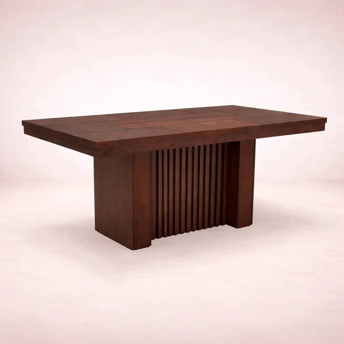 Juego de comedor Bourbon de 7 piezas, mesa de madera de pino con acabado en color café, deurope.com.mx