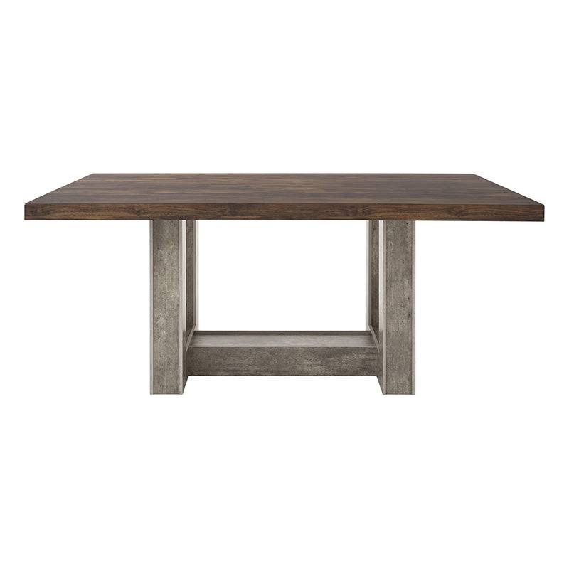 Mesa de comedor Amara de Deurope.com.mx, vista de la superficie de madera y estructura moderna en interior elegante.