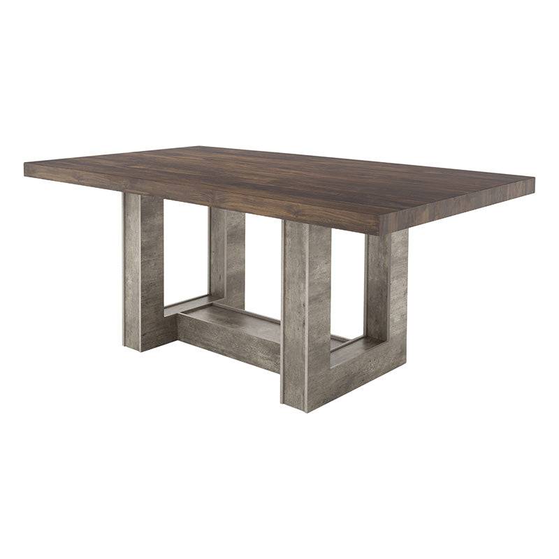 Mesa de comedor Amara de Deurope.com.mx, vista de la superficie y estructura de madera moderna.