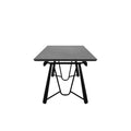Mesa de comedor extensible Yad de Deurope con superficie de cerámica gris oscuro y base de pedestal metálico.