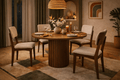 Juego de comedor Tulip de 5 piezas con mesa de madera estilo mediterráneo, visible en imagen con diseño elegante y moderna.