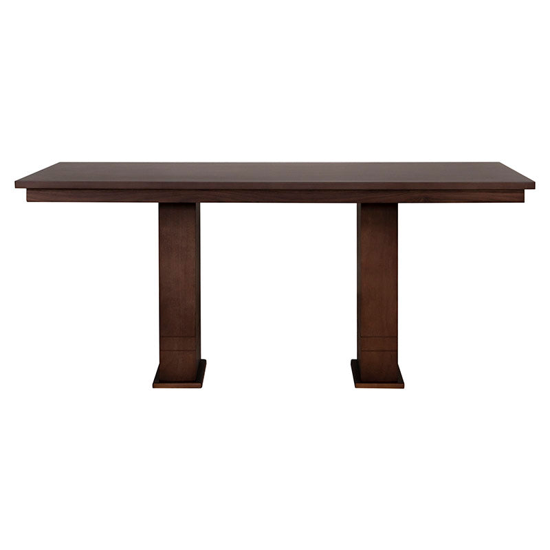 Mesa de comedor Orleans de lujo con acabado en nogal, frente de 160 cm, alto de 80 cm y fondo de 100 cm, deuperu.com.mx