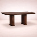 Mesa de comedor Orleans de madera nogal con 7 piezas, incluye mesa rectangular de 160 cm de largo, 80 cm de alto y 100 cm de fondo.