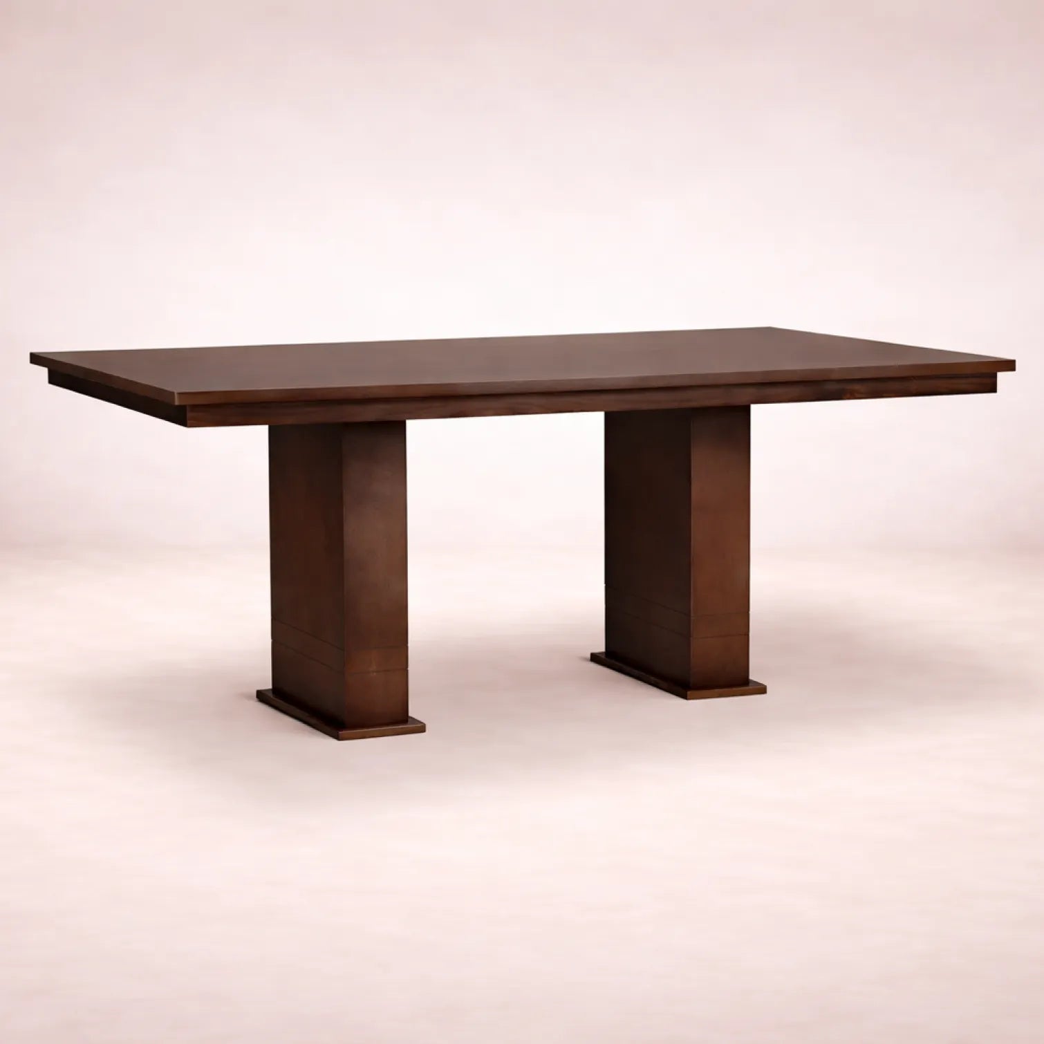Mesa de comedor Orleans de madera nogal con 7 piezas, incluye mesa rectangular de 160 cm de largo, 80 cm de alto y 100 cm de fondo.