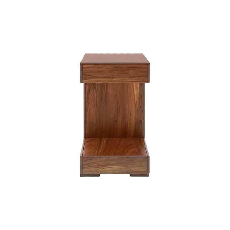 Mesa lateral Tabachín de madera de tzalam en acabado claro, con dimensiones de 35x62x35 cm, de estilo natural y elegante.