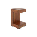 Mesa lateral Tabachin de madera de tzalam en acabado claro, con dimensiones de 35x62x35 cm, deurope.com.mx.
