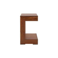 Mesa lateral Tabachin de madera de tzalam, superficie clara, con dimensiones de 35x62x35 cm, diseño natural y elegante.
