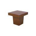 Mesa lateral Quetzal deurope.com.mx en madera de okumé con acabado en chapa, frente de 60 cm, altura de 52 cm y fondo de 60 cm.