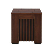 Mesa lateral Bourbon de madera de pino con acabado en color café, tamaño 60x64x60 cm, de la marca deurope.com.mx.