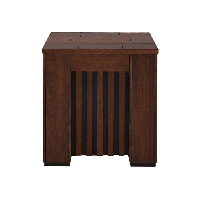 Mesa lateral Bourbon de madera de pino con acabado en color café, tamaño 60x64x60 cm, de la marca deurope.com.mx.