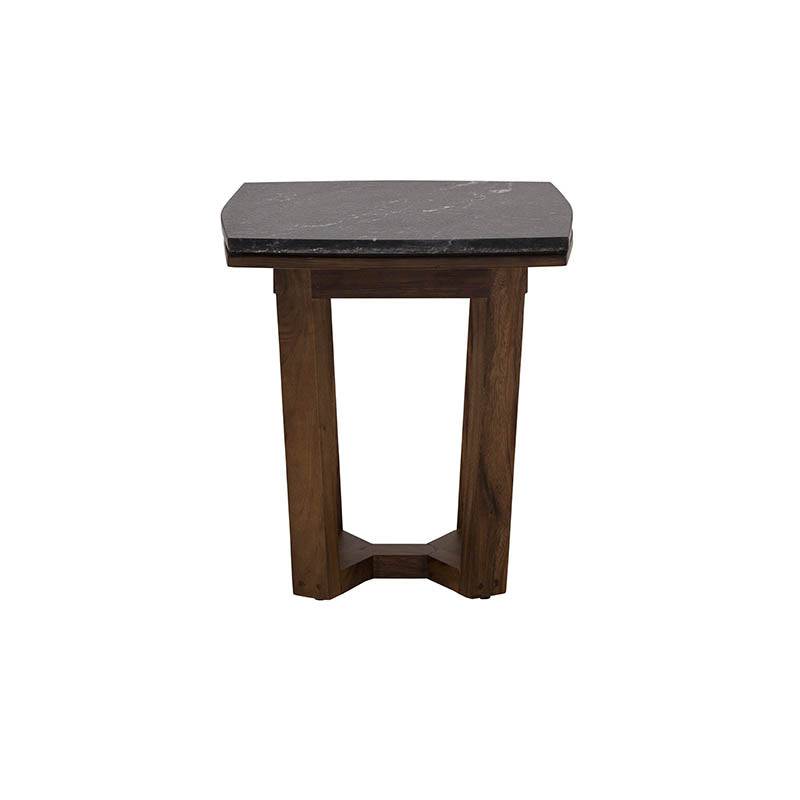 Mesa lateral Montecarlo de madera oscura, diseño moderno y elegante para salón o habitación.