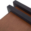 Mesa lateral Bennet de metal y chapa de encino en color negro nogal, con dimensiones de 50x50x50 cm, diseño moderno.