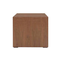 Mesa lateral Berne Made de madera de nogal con chapa, frente de 60 cm, altura de 57 cm y fondo de 60 cm.