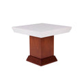 Mesa lateral Mond de Deurope en madera de caoba con cubierta de mármol, tamaño 60x50x60 cm, estilo elegante y moderno.