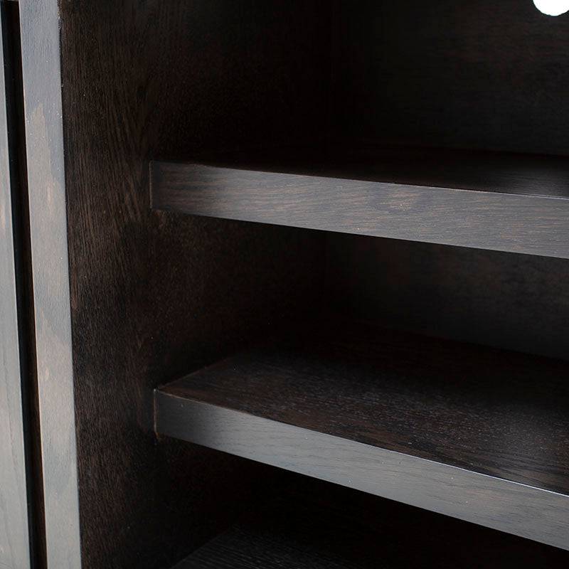 Mueble para TV Menara de madera industrializada con chapa de encino, frente de 160 cm, alto 90 cm y fondo 40 cm en color ash