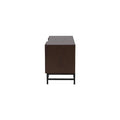 Mueble para TV Hermes de encino, frente, 120 cm de ancho, 55 cm de alto y 40 cm de fondo, acabado en chapa de encino.