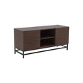 Mueble para TV Hermes de chapa de encino, frente de 120 cm, alto 55 cm y fondo 40 cm, en acabado moderno y funcional