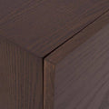 Mueble para TV Hermes de madera de encino, frente de 120 cm, alto 55 cm, fondo 40 cm, en acabado natural.