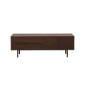 Mueble de TV Zeus de madera para sala, con espacio de almacenamiento y diseño moderno, en color natural.