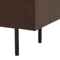 Mueble para TV Zeus de madera en acabado medio, con espacio para electrodomésticos y almacenamiento en el salón.