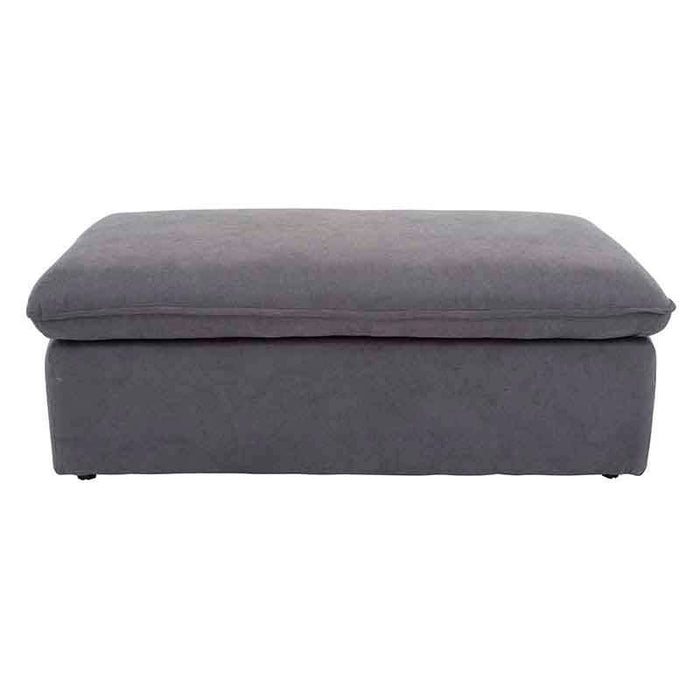 Otomán gris oscuro de tela tejido plano, deurope.com.mx, con 130 cm de alto, 47 cm de alto y 67 cm de fondo.