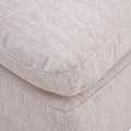 Sillón central y banca de módulo de sala Nube en tela beige con textura suave, estructura de madera de pino, deurope.com.mx