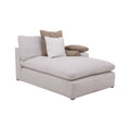 Sala con chaise Nube de Deurope en tela beige, con estructura de madera de pino y textura suave, vista frontal.