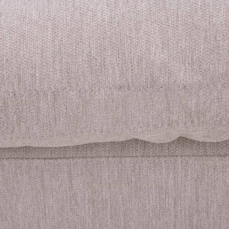 Sala Nube deurope.com.mx, conjunto con taburete en tela beige, estructura de madera de pino, frente de 103 cm, fondo y alto similares.