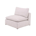 Sillón central de la sala Nube de deurope.com.mx, en tela beige con textura suave y estructura de madera de pino.
