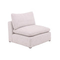 Sillón central de la sala Nube de deurope.com.mx en tela tejida beige con textura suave y estructura de madera de pino.