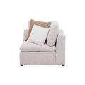 Módulo de sala Nube Esquinero en color beige deurope.com.mx, con estructura de madera de pino y tela de tejido plano suave.