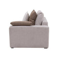 Sillón lateral de sala Nube de deurope.com.mx, en tela beige con textura suave, con brazo derecho, dimensiones 124x92x103 cm.