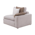 Sillón lateral de sala Nube de Deurope, individual en tela beige con brazo derecho y estructura de madera de pino.
