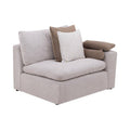 Sillón lateral de sala Nube deurope en tela beige, con brazo derecho y estructura de madera de pino, textura suave.