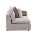 Sillón lateral de sala Nube de deurope.com.mx en tela beige con brazo derecho, estructura de madera de pino, tamaño 124x92x103 cm.