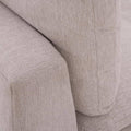 Sillón lateral de sala Nube deurope.com.mx en tela beige con textura suave, brazo derecho, madera de pino, dimensiones 124x92x103 cm