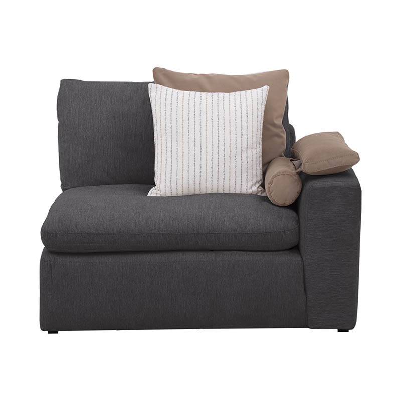 Sillón lateral de sala Nube de Deurope en tela beige con brazo derecho, estructura de madera de pino, tamaño 124x92x103 cm.