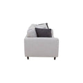 Juego de sala Sally de Deurope en tela beige con textura, sofá y sillones, medidas 209 cm alto, 82 cm fondo, 88 cm ancho.