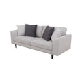Juego de sala Sally de europe.com.mx en color beige con tejido plano, sofá y sillones, medidas 209x82x88 cm.