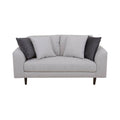 Juego de sala Sally de Deurope en beige con tejido plano, sofá y sillones, frente, altura y fondo visibles.
