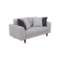 Juego de sala Sally de color beige con tejido plano y textura, muebles amplios y cómodos en un ambiente moderno.