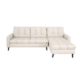 Sala Eugenia de piel con chaise en color crema, sofá moderno y elegante para sala de estar.