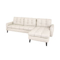 Sala Eugenia en piel color crema con chaise longue, mueble de sala elegante y cómodo para sala de estar moderna.