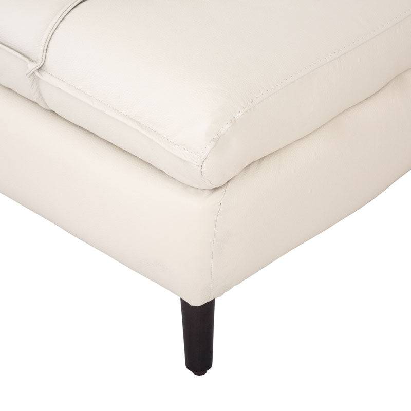 Sala Eugenia de piel con chaise en color crema, conjunto de sala moderna y cómoda para sala de estar.