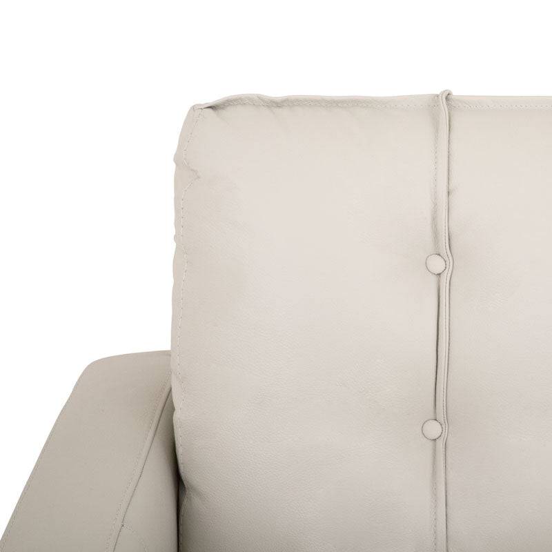 Sala Eugenia de piel en color crema con chaise longue, elegante conjunto de sala con diseño moderno y cómodo.