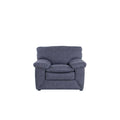 Sillón Calvin de Deurope.com.mx en color gris claro con diseño moderno y cómodo en una sala elegante.