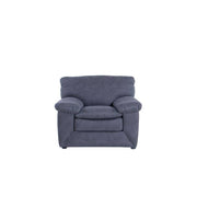 Sillón Calvin de Deurope.com.mx en color gris claro con diseño moderno y cómodo en una sala elegante.