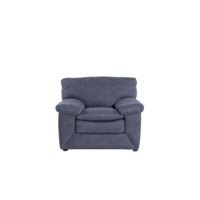 Sala Calvin de Deurope.com.mx, conjunto de muebles de sala moderna con cojines gris y estructura de madera.